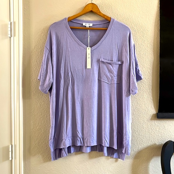She + Sky pale dusty purple tee oversized stretch top new - Picture 2 of 6